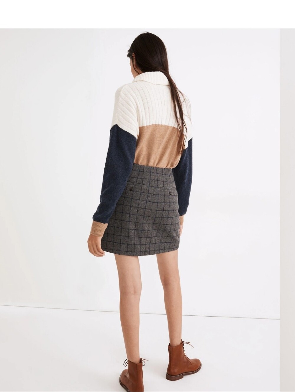 Madewell Wool Button-Front Mini Skirt In Windowpane - Picture 3 of 13